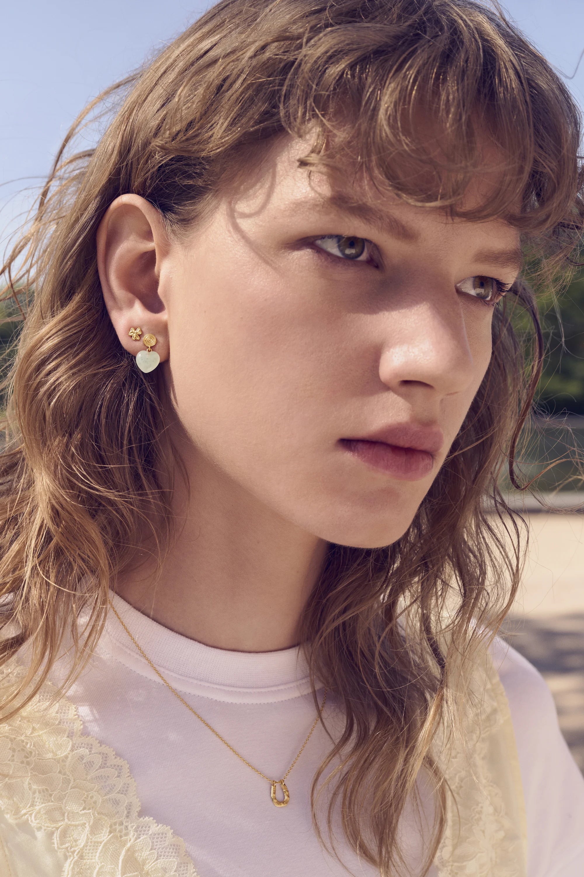 Penny Petite Moss Green ørering - forgyldt
