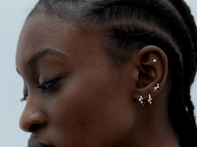 Audrey piercing med labgrown diamanter - 14 karat guld