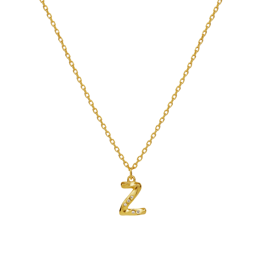 Alphabet halskæde med bogstav - forgyldt