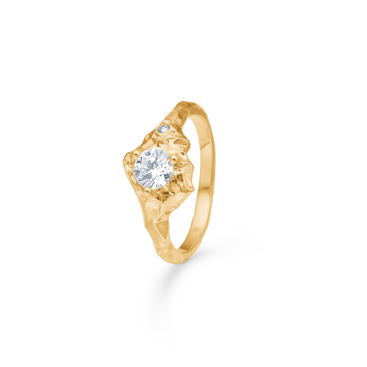 Studio Z Ringe Veil ring med stor zirkon - forgyldt