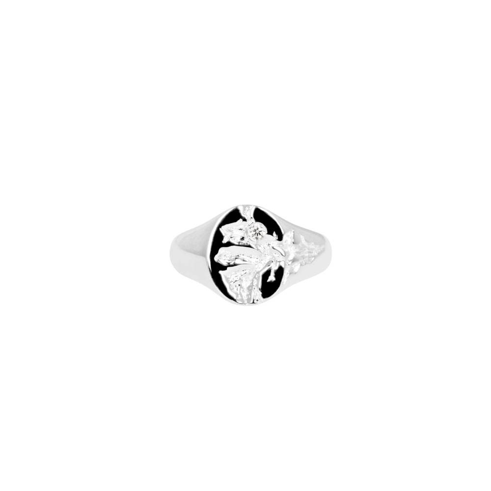 IX Studios Ringe IX Mini oval nature signet ring - sølv