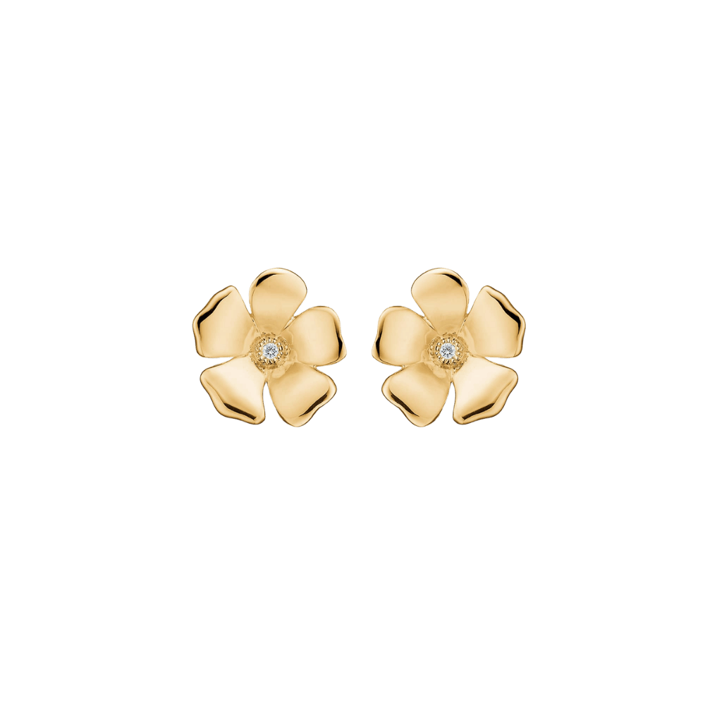 Mads Z Øreringe Fleur ørestikker med 1 diamant - 14 karat guld 1511106