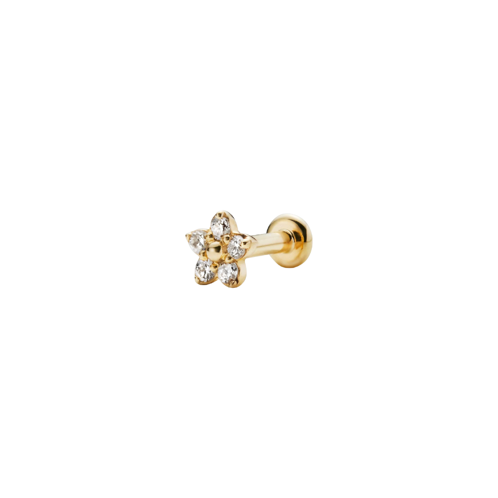 Daisy 3 ørepiercing labret med labgrown diamanter - 14K