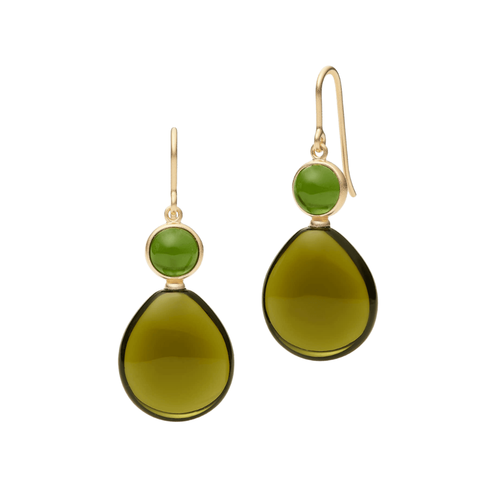 Julie Sandlau Øreringe Prime drop øreringe med moss green og oliven krystal - forgyldt HKS842GDMGOLCR