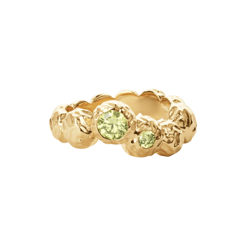 Large Wavy Dots Ring - Forgyldt