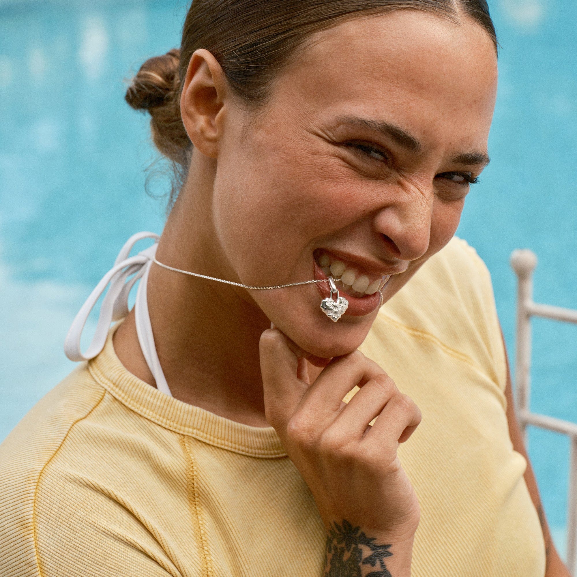 Camille Brinch Vedhæng Heart Contrast Charm hjertevedhæng - sølv HCOC-P