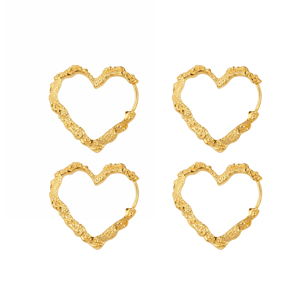 Camille Brinch Smykkesæt Heart crush hoop sæt - forgyldt