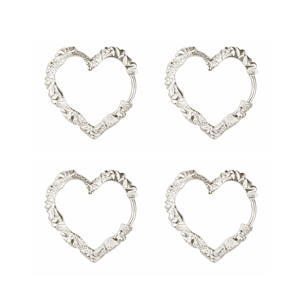 Camille Brinch Smykkesæt Heart crush hoop smykkesæt med 4 øreringe - sølv