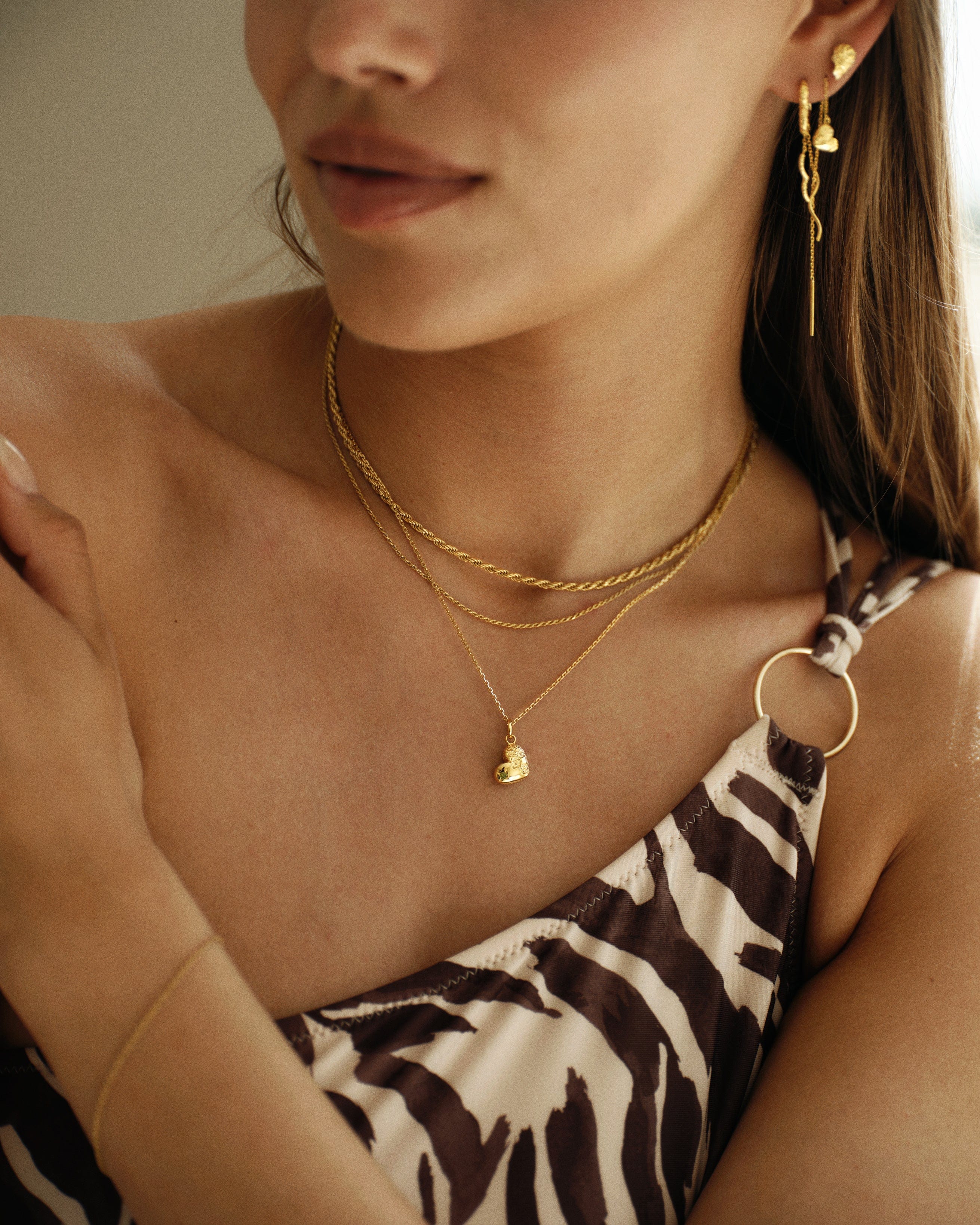 Camille Brinch Halskæder Heart Sparkly halskæde med hjertevedhæng - forgyldt HSPN-FG-45