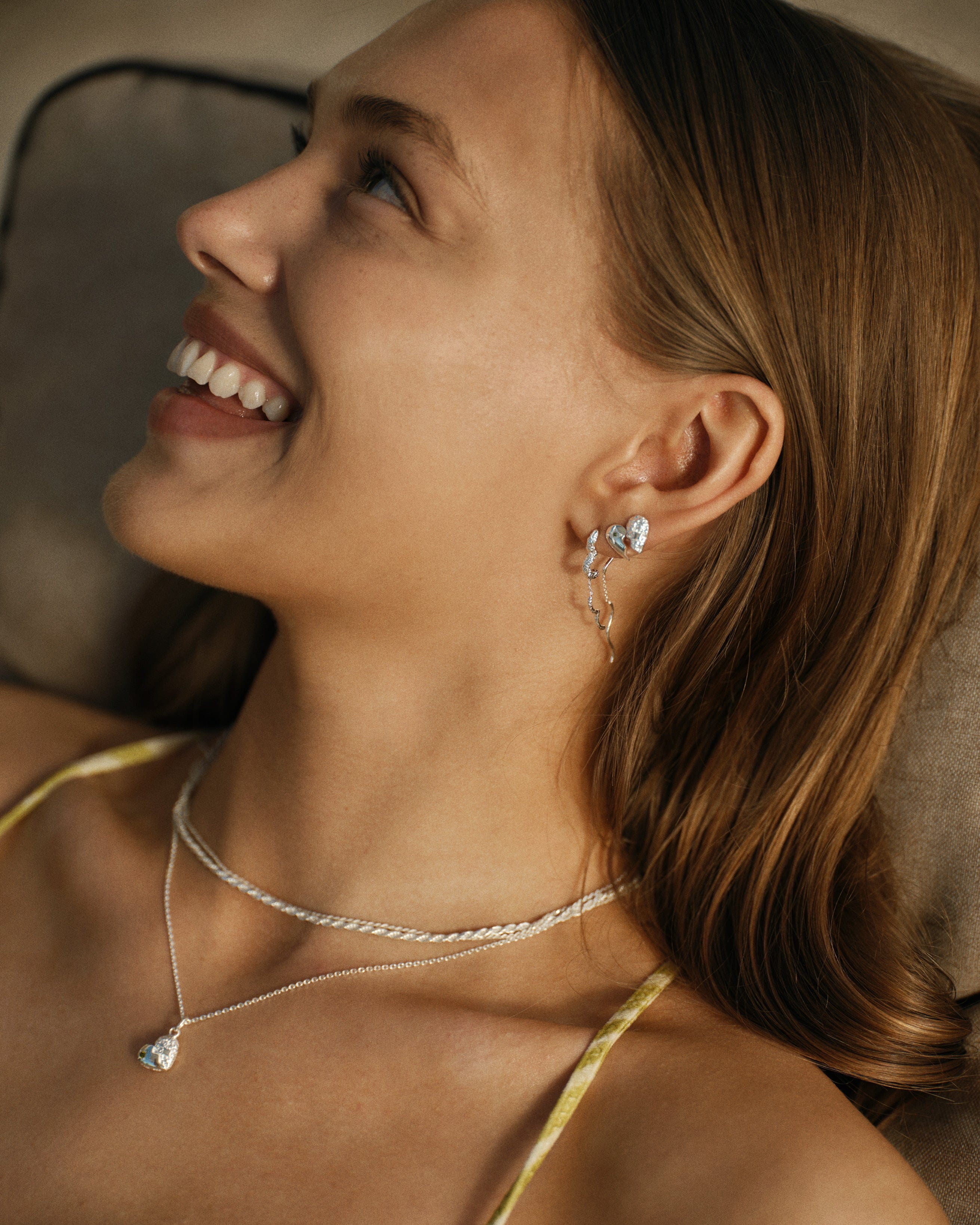 Camille Brinch Halskæder Heart Sparkly halskæde med hjertevedhæng - sølv HSPN-45