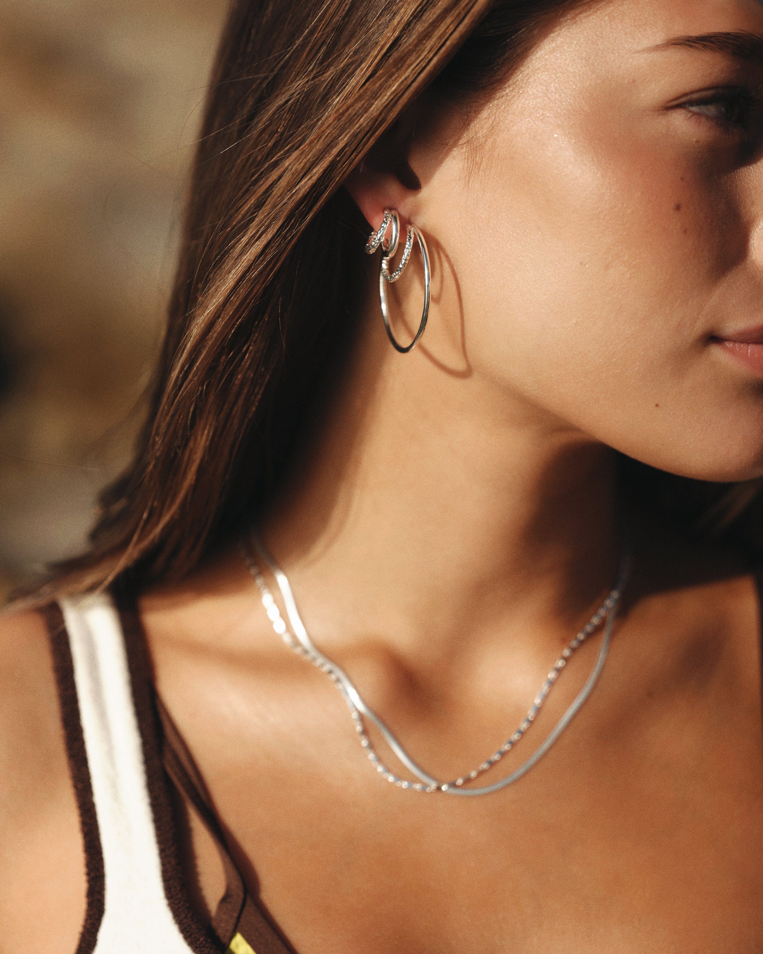 Camille Brinch Øreringe Statement Twin Essentia Hoops - sølv STTEH