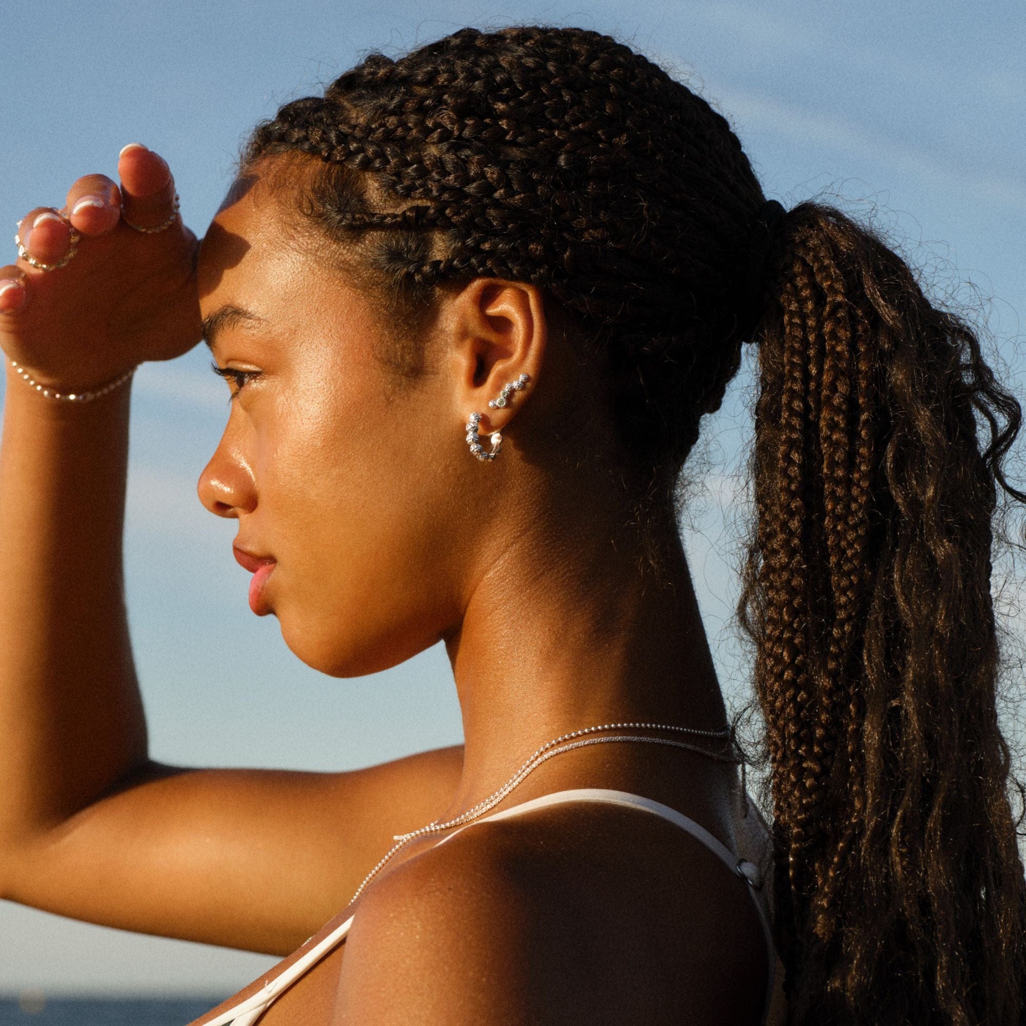 Camille Brinch Øreringe Wavy Gem Dots Earclimbers WGDEC