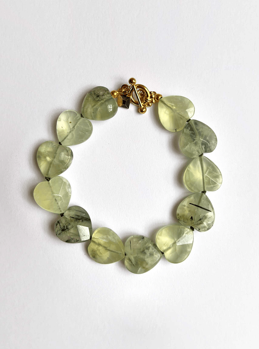 Carré Ace of Hearts armbånd med Prehnite - forgyldt FB 4647 PRE One-of-a-kind 18cm