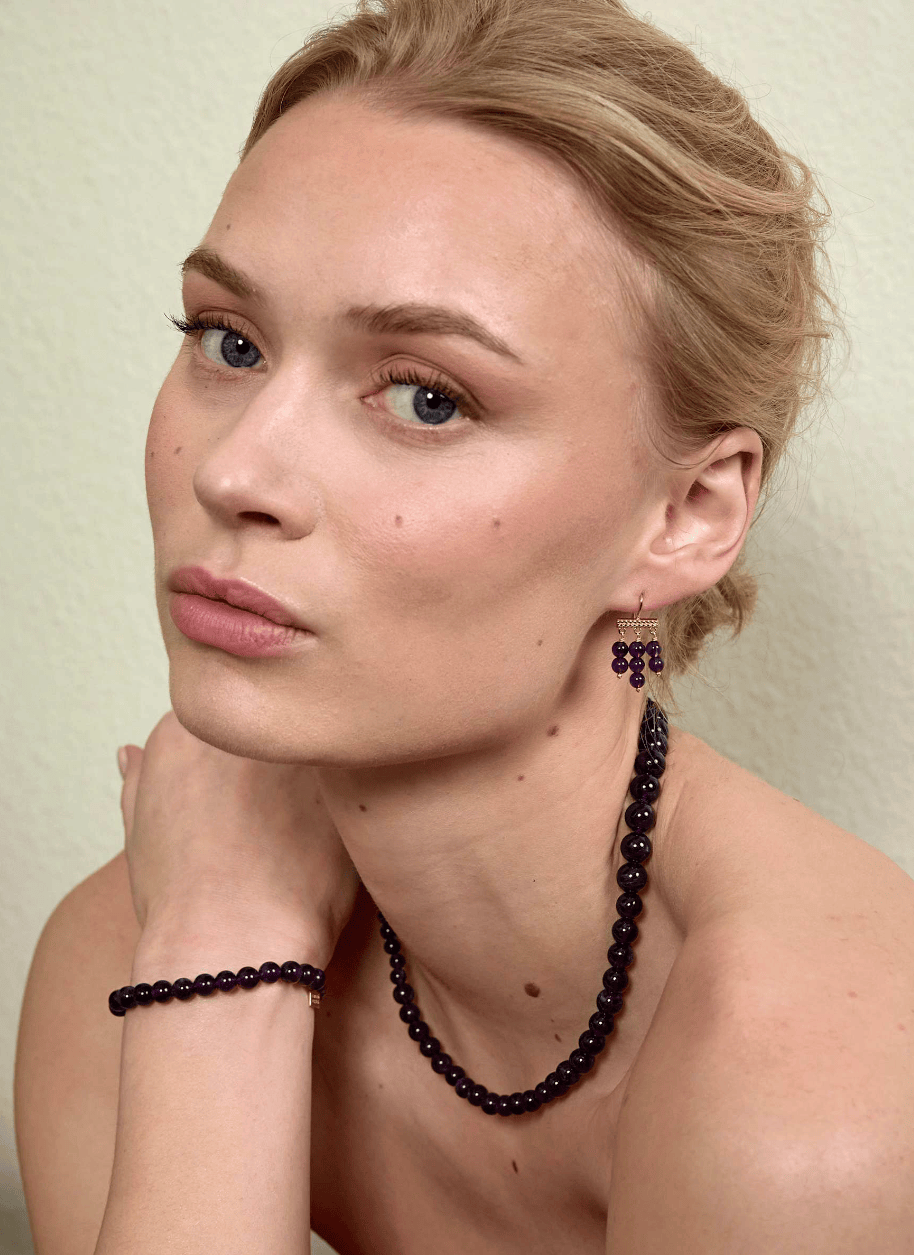 Carré Anais armbånd med Amethyst - forgyldt FB 4662 AM 17cm