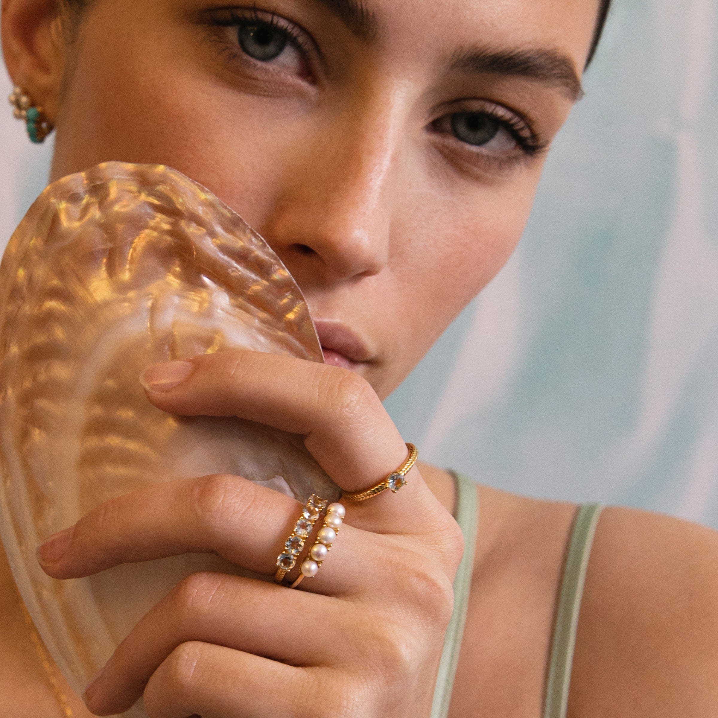 Carré Ringe Aqua Gem Candy ring - forgyldt