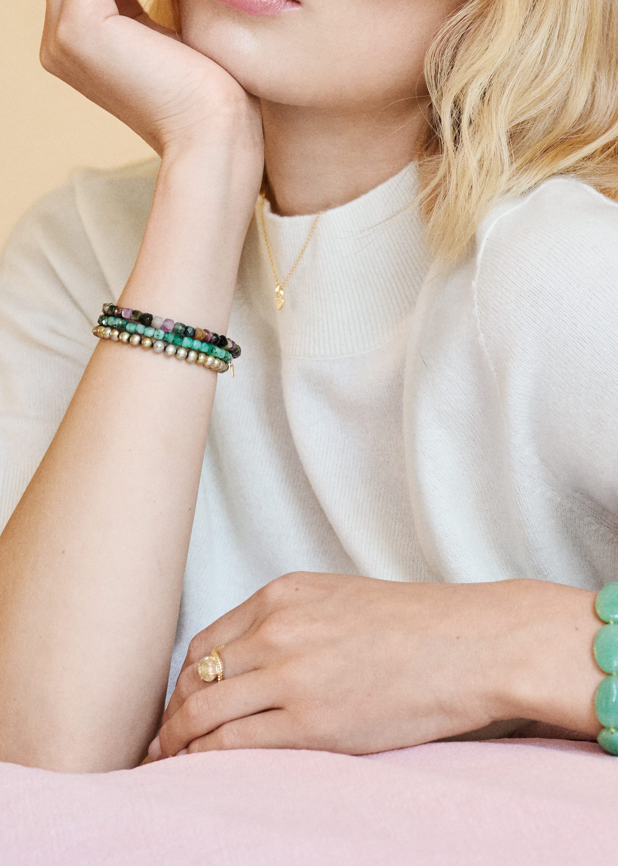 Carré Bubble ring med Gylden Rutil Kvarts - 10 karat