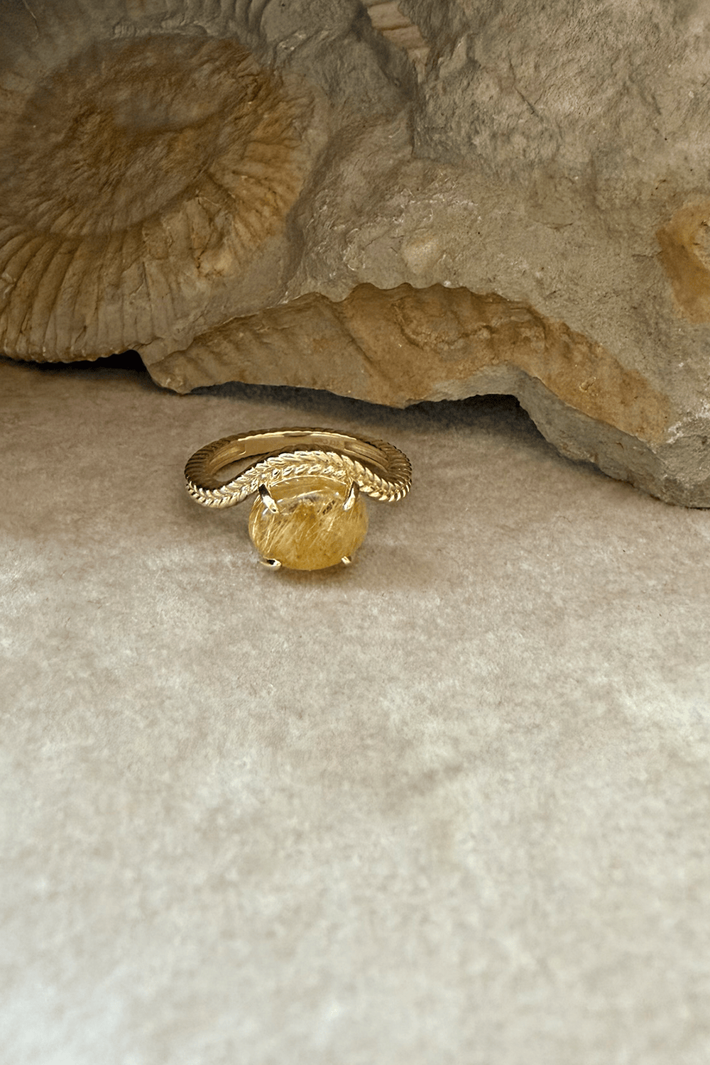 Carré Bubble ring med Gylden Rutil Kvarts - 10 karat