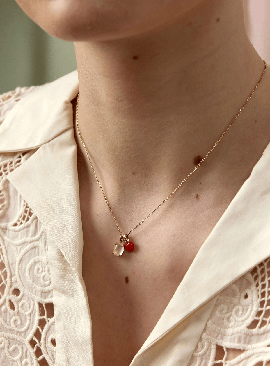 Carré Carmen vedhæng med Rose kvarts - 10 karat TL 4437 RQ