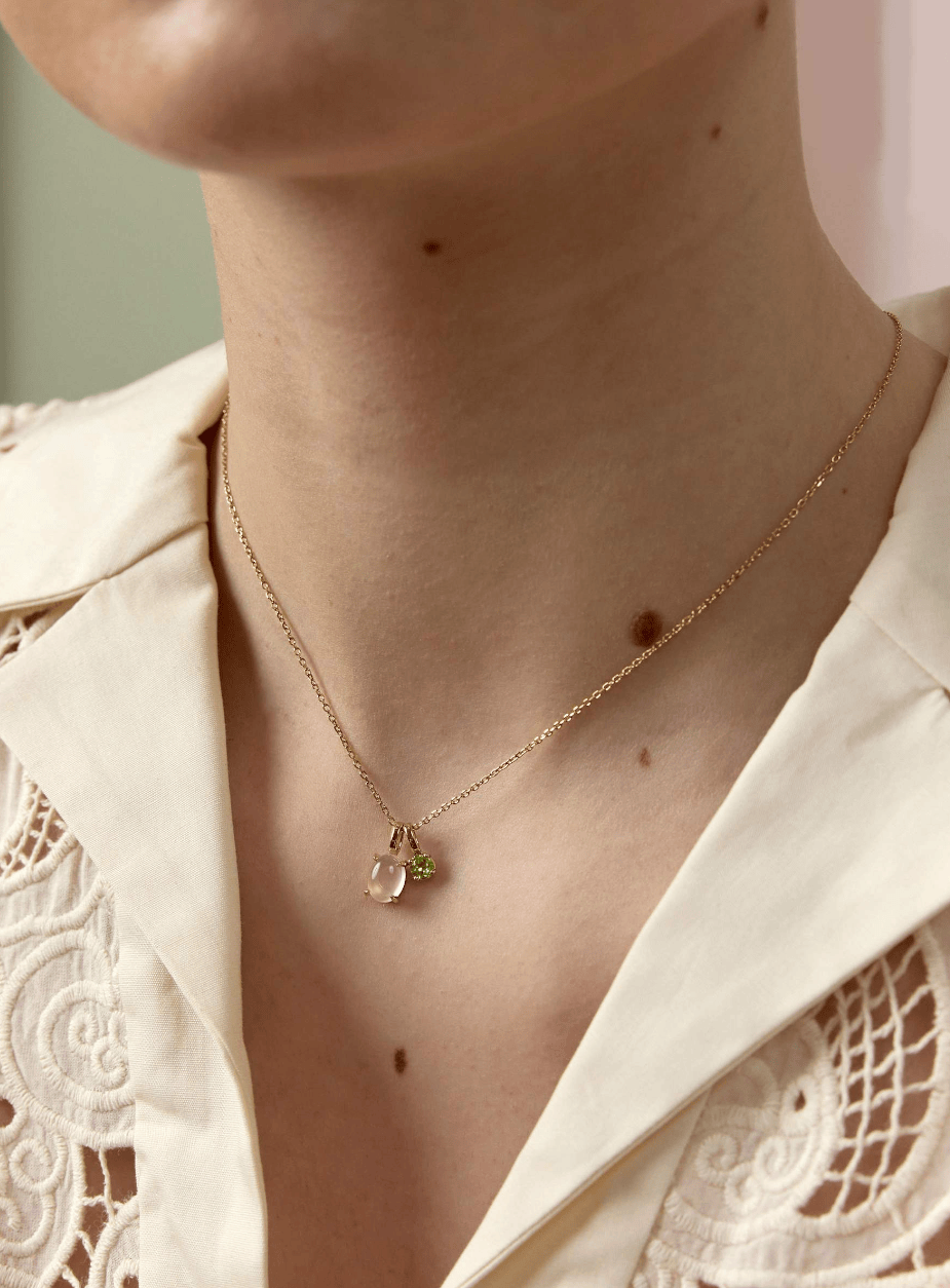 Carré Carmen vedhæng med Rose kvarts - 10 karat TL 4437 RQ