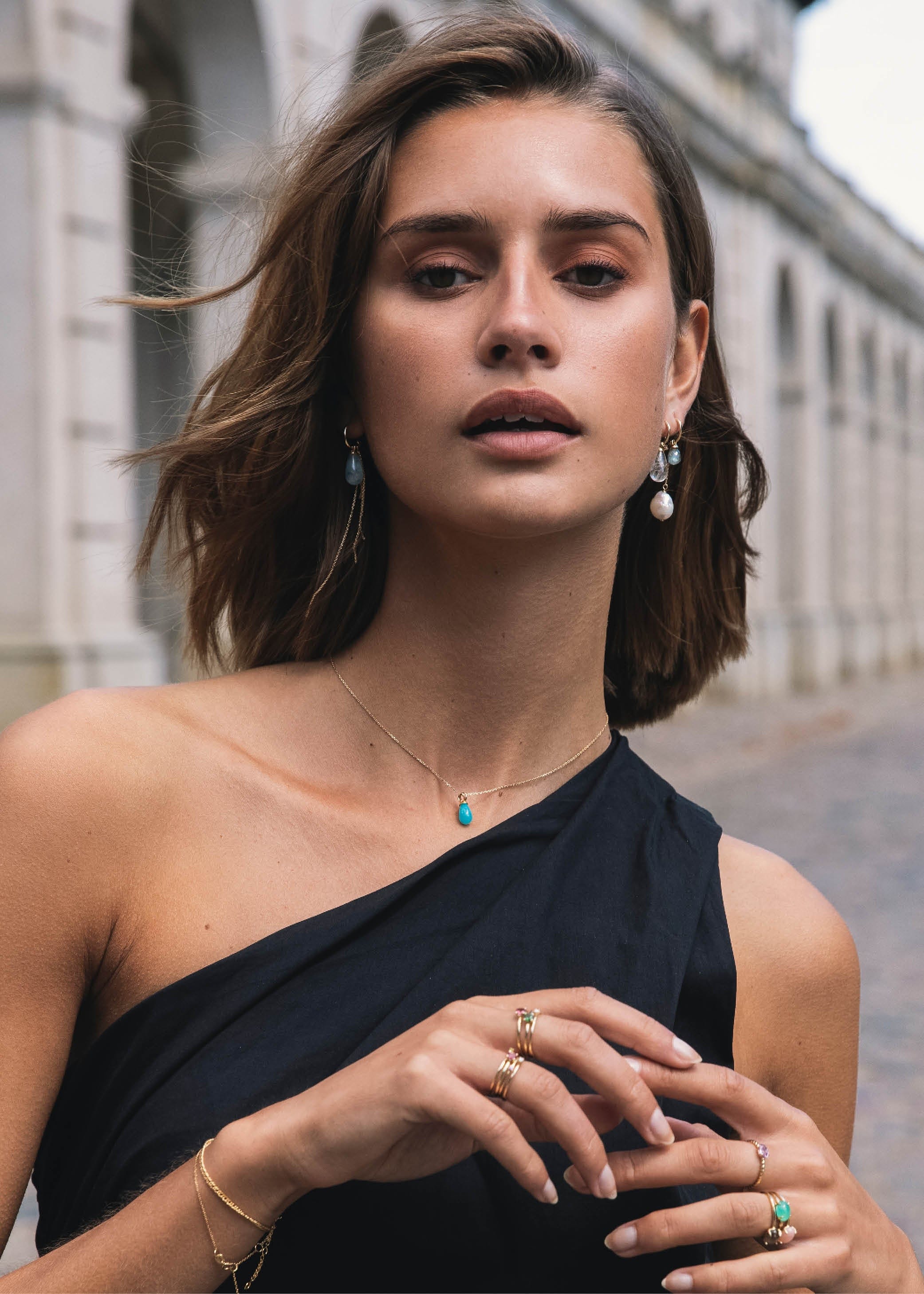 Carré Drop vedhæng med Amazonit - 10 karat TL 4358 PAZ