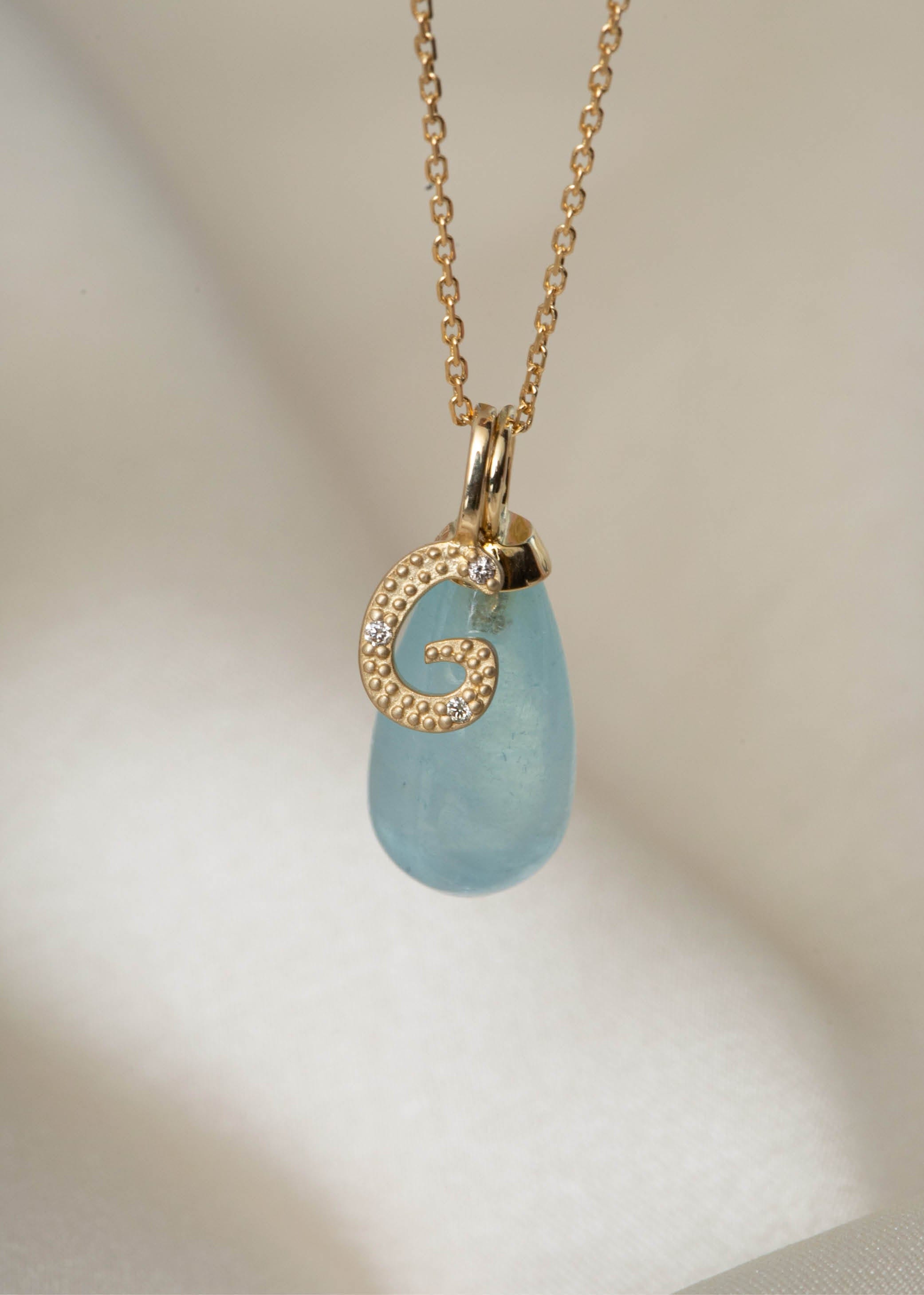Carré Drop vedhæng med Aquamarin - 10 karat TL 4404 AQ