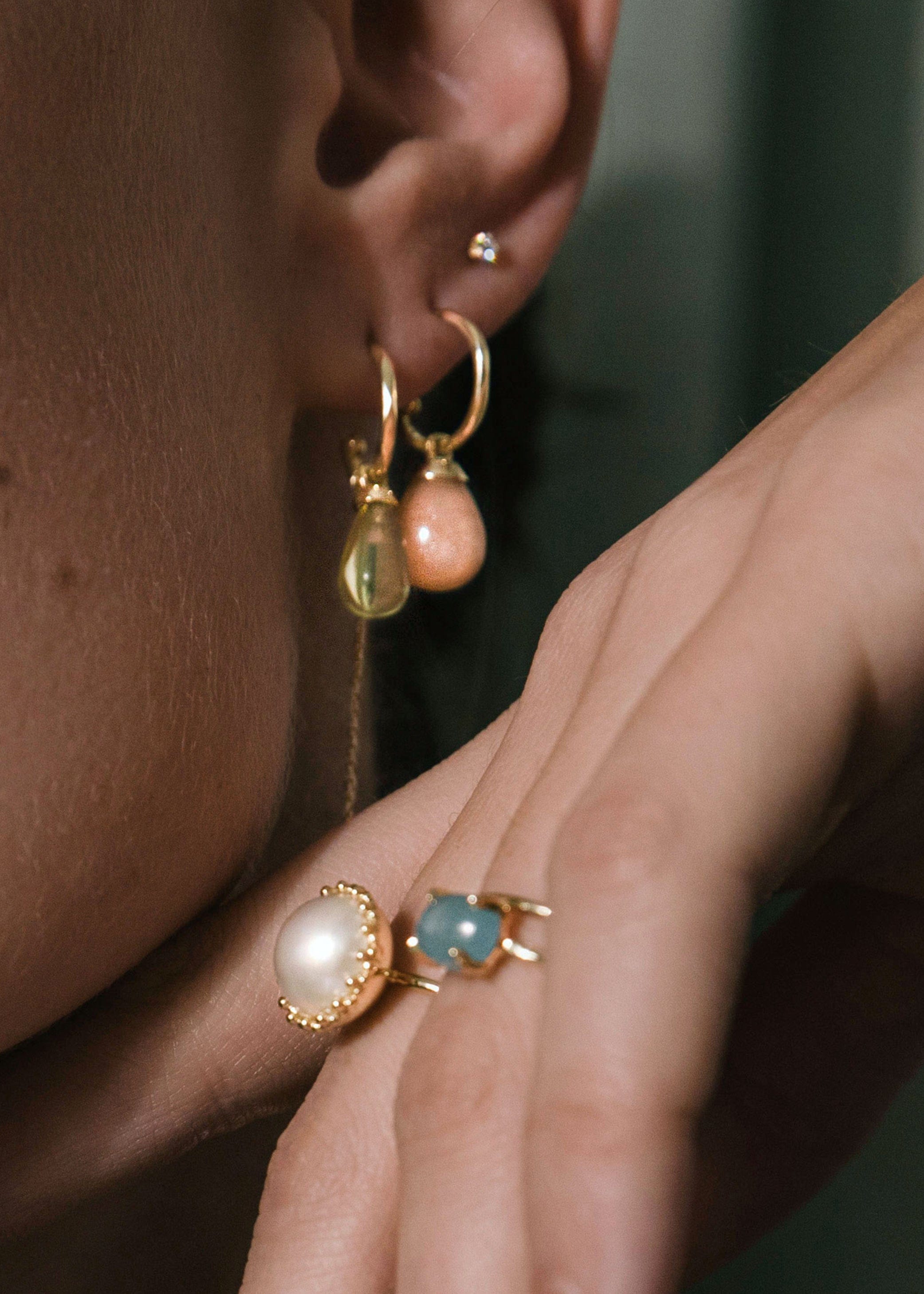 Carré Drop vedhæng med Lemon kvarts - 10 karat TLH 4394 LQ 1pc.