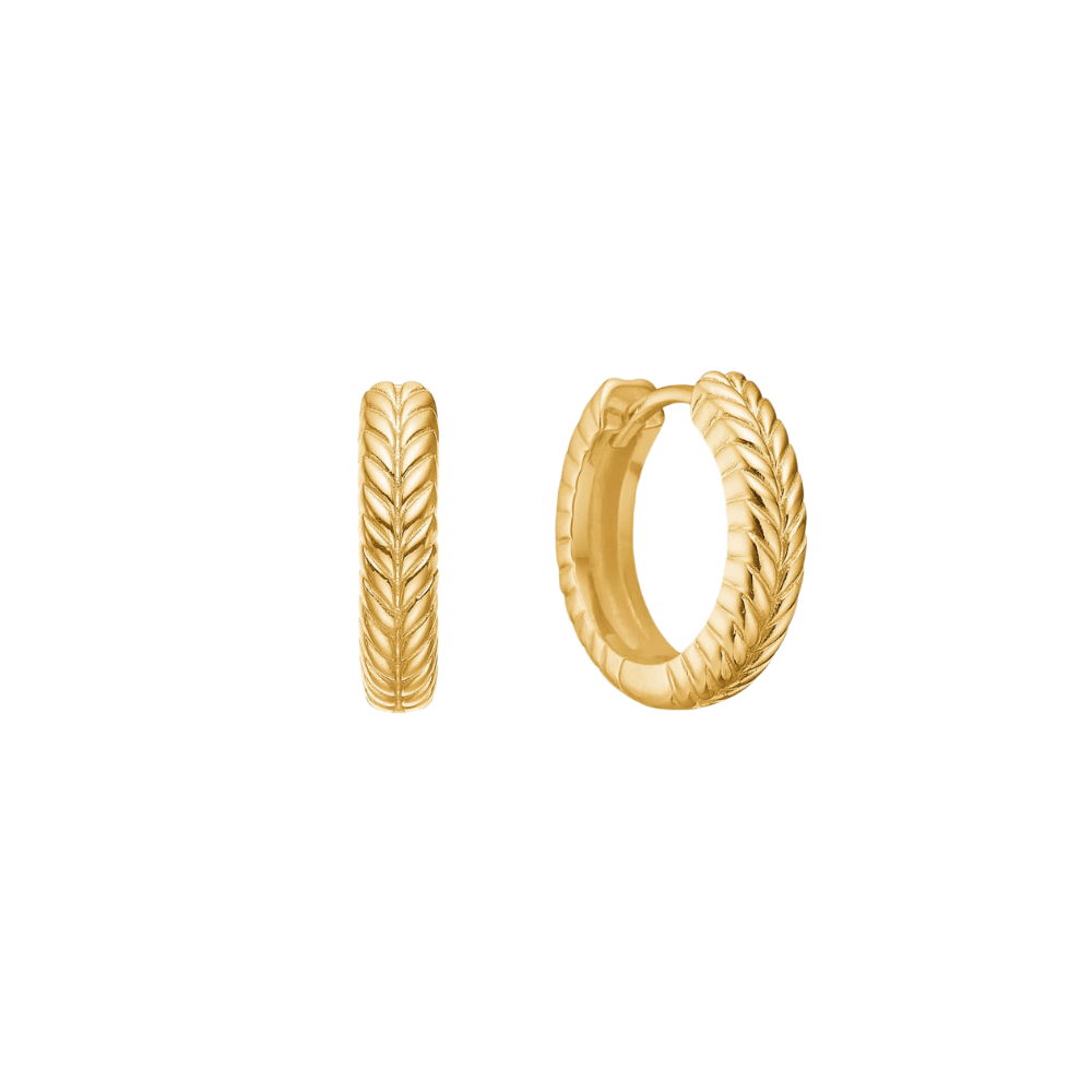 Carré Øreringe Fishbone hoops øreringe 15 mm - forgyldt FH 4492 1,5cm 1pc.