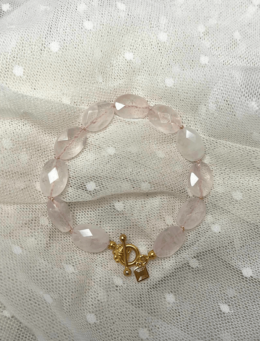 Carré Gloria Midi armbånd med Rose kvarts - forgyldt FB 4633 RQ 18cm