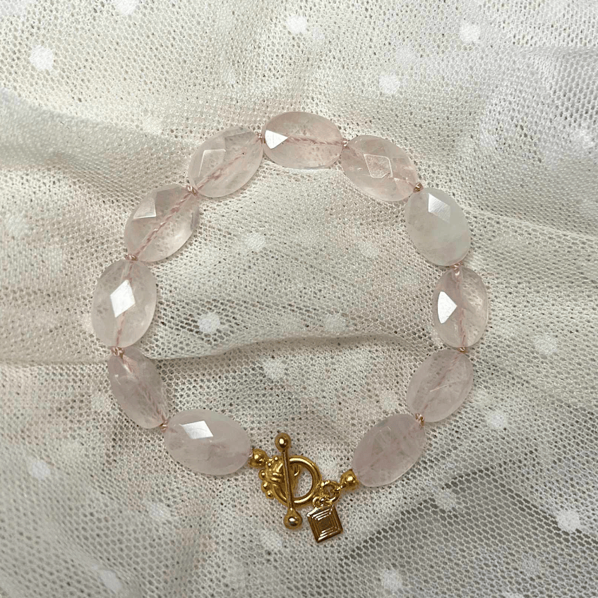 Carré Gloria Midi armbånd med Rose kvarts - forgyldt FB 4633 RQ 18cm