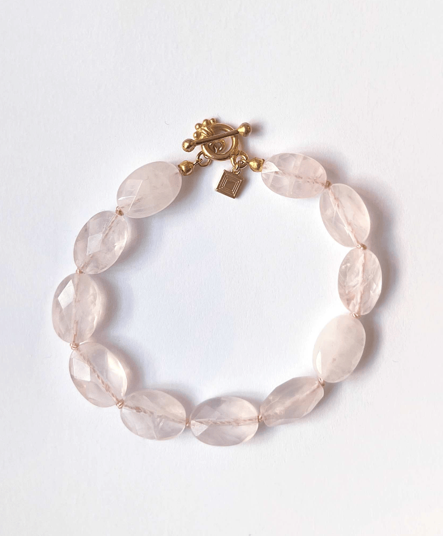Carré Gloria Midi armbånd med Rose kvarts - forgyldt FB 4633 RQ 18cm