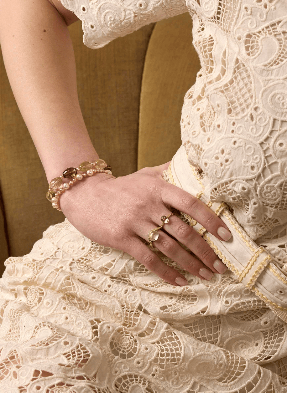 Carré Madeleine armbånd med Pink ferskvandsperler - forgyldt FB 4667 BN 18cm