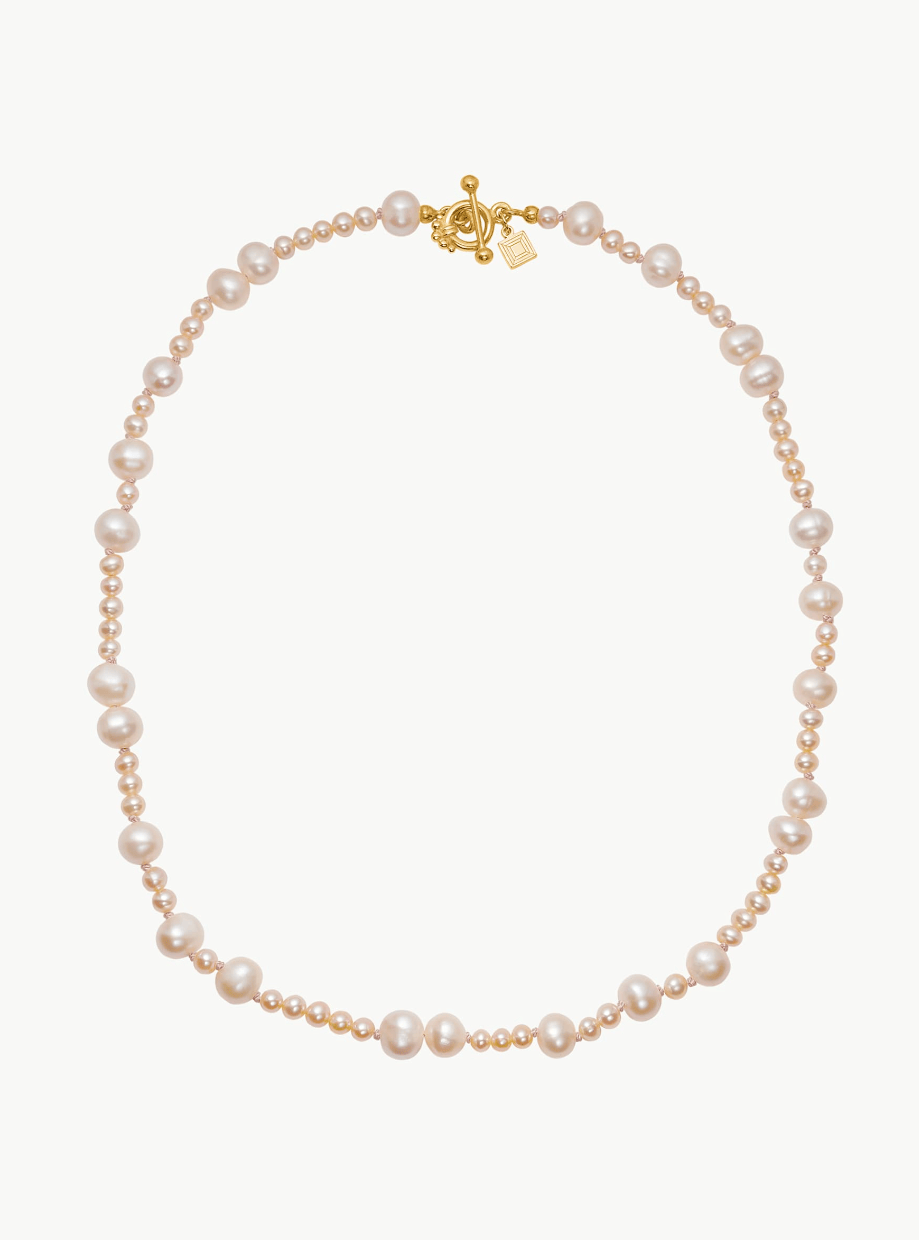 Carré Madeleine halskæde med Pink ferskvandsperler - forgyldt FC 4668 BN 42cm