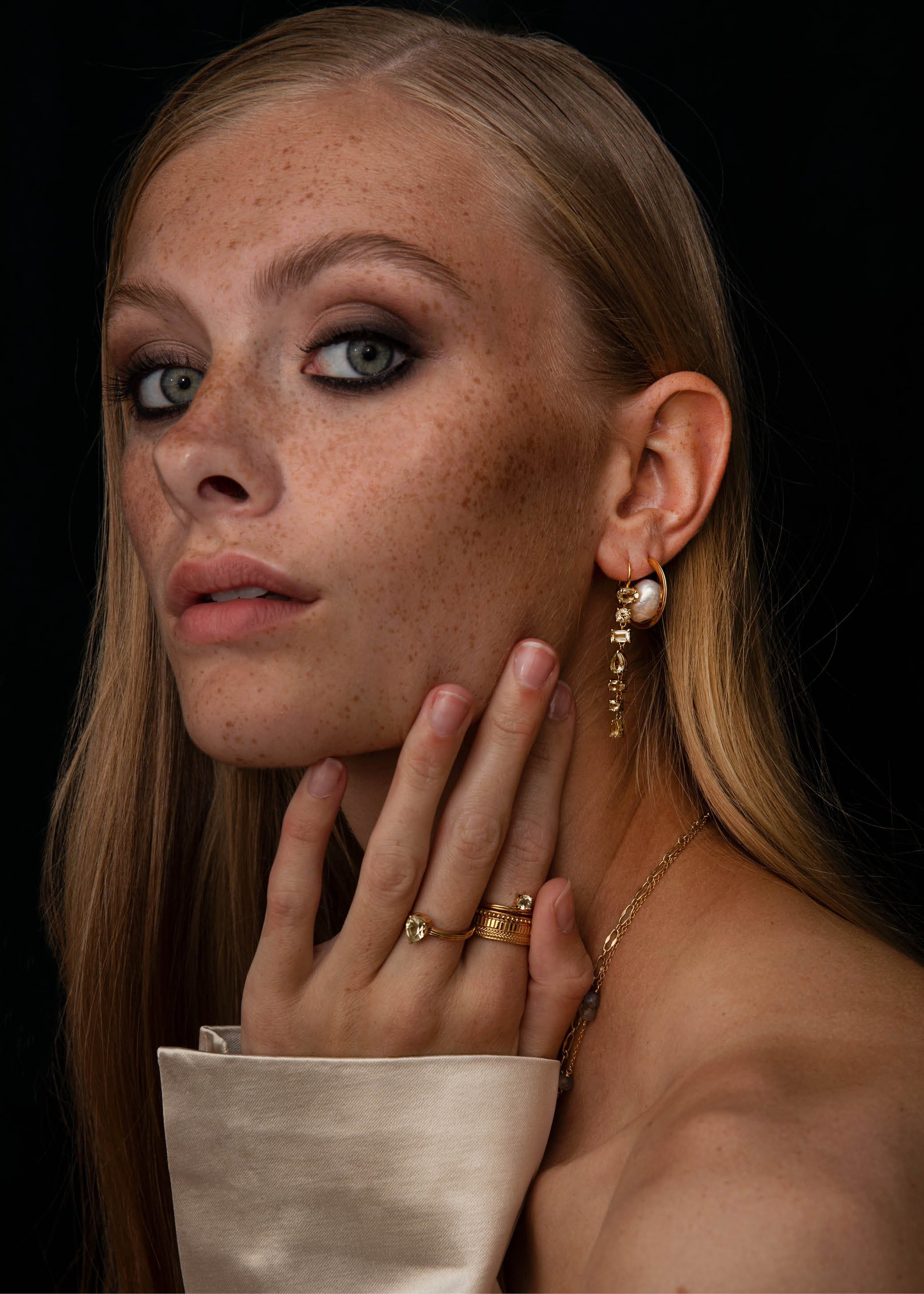 Carré Øreringe Nest hoops med barokperle - forgyldt FH 4416 Baroque