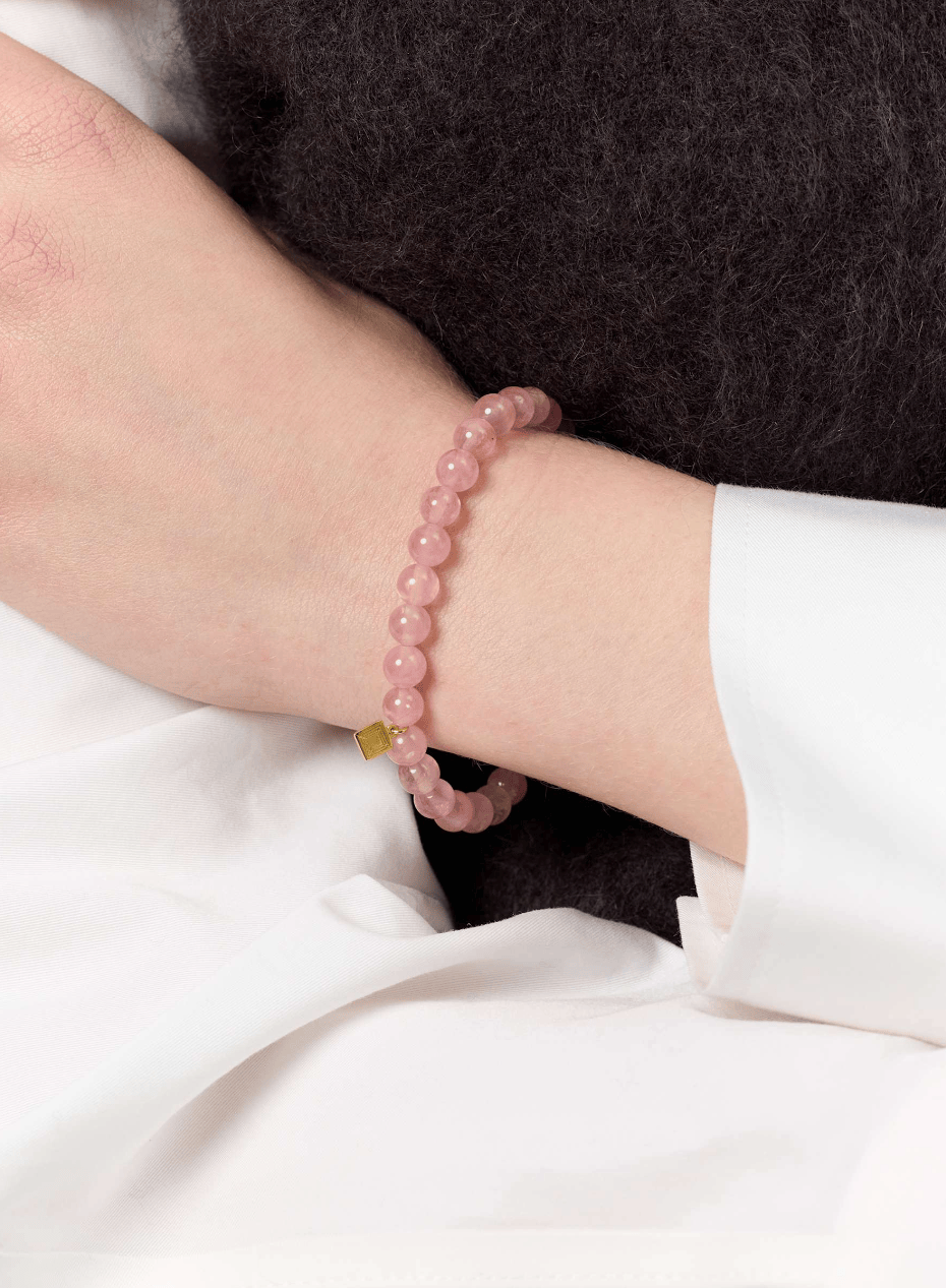 Carré Rose armbånd med Rose kvarts - forgyldt FB 4574 RQ 17cm
