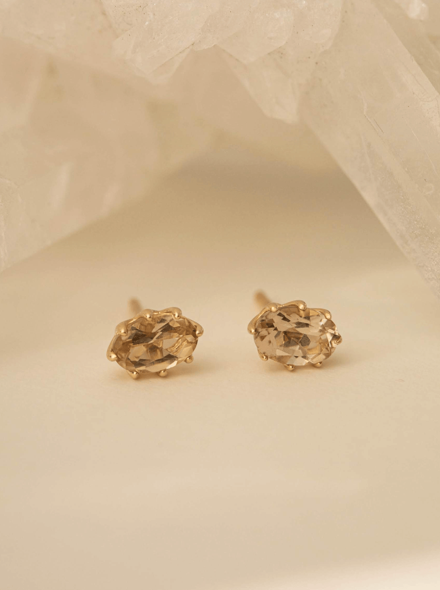 Carré Stella ørestikker med Champagne kvarts - 10 karat TS 4383 CHQ