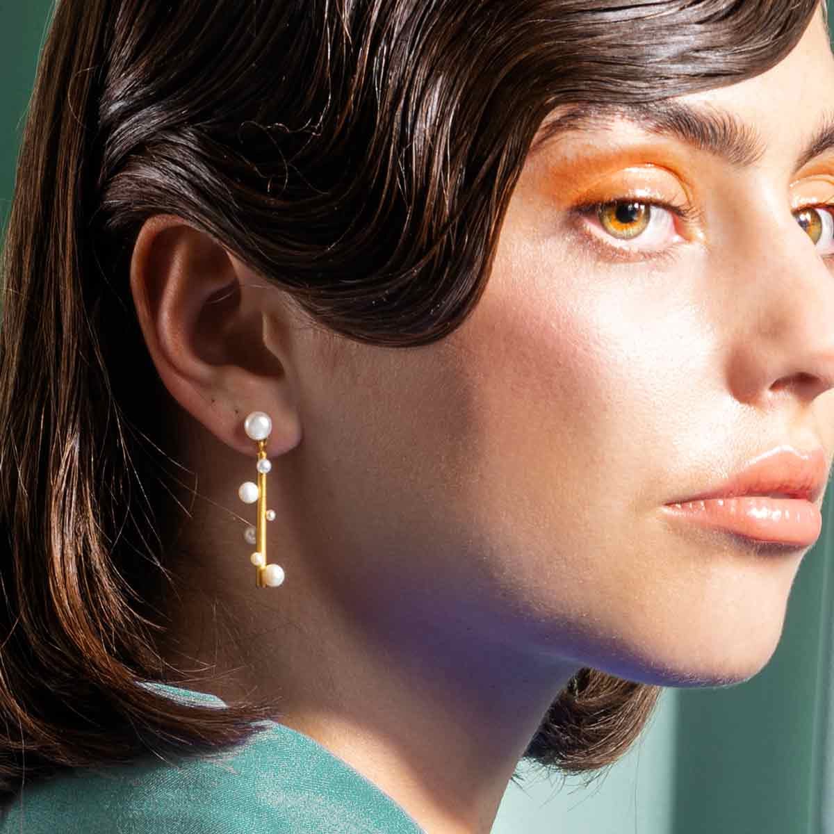 House of Vincent Øreringe Venus monument øreringe med perler - forgyldt VJ129-UEG