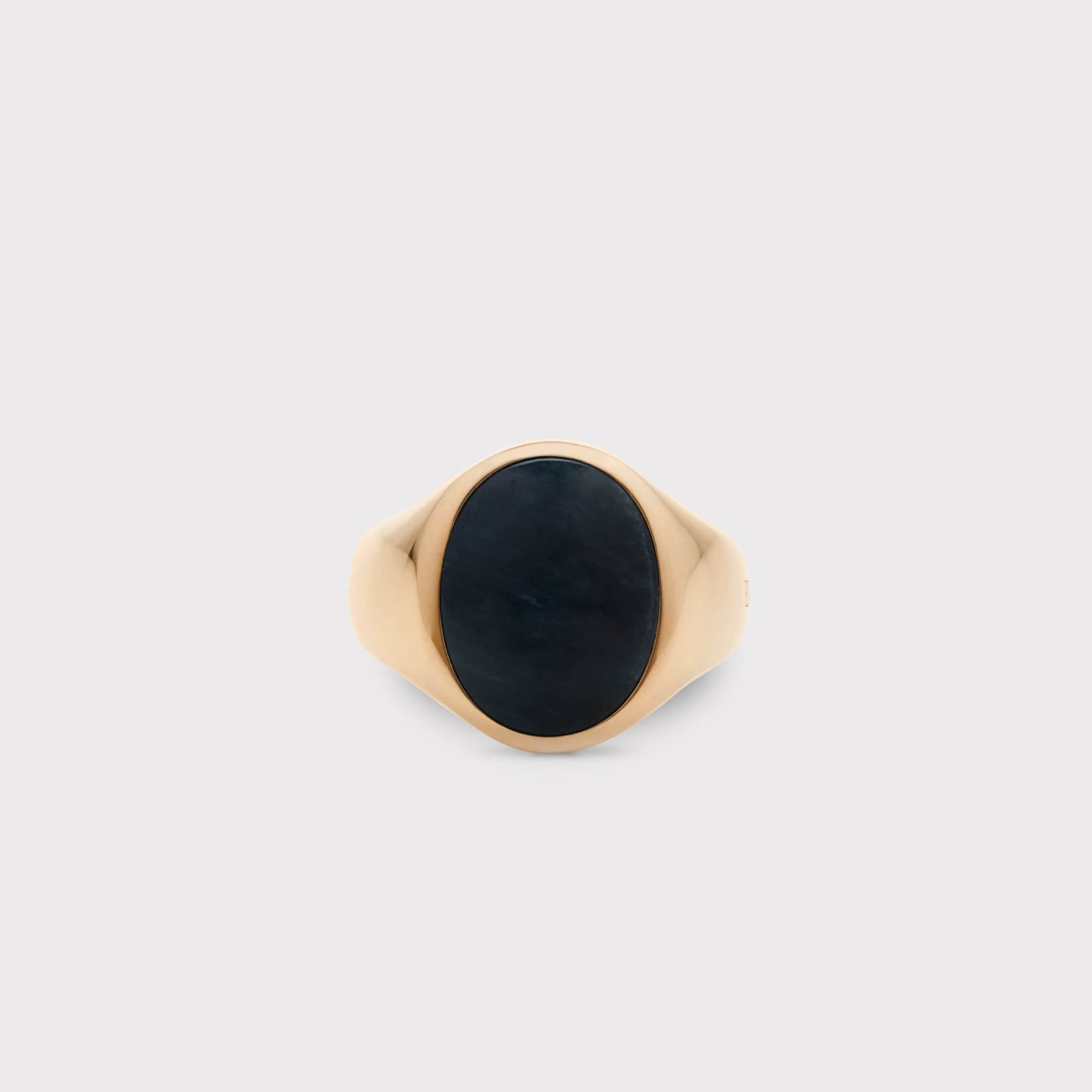 IX Studios Ringe 58 IX Oval Signet Ring Hawks Eye DMN0337GDHE58