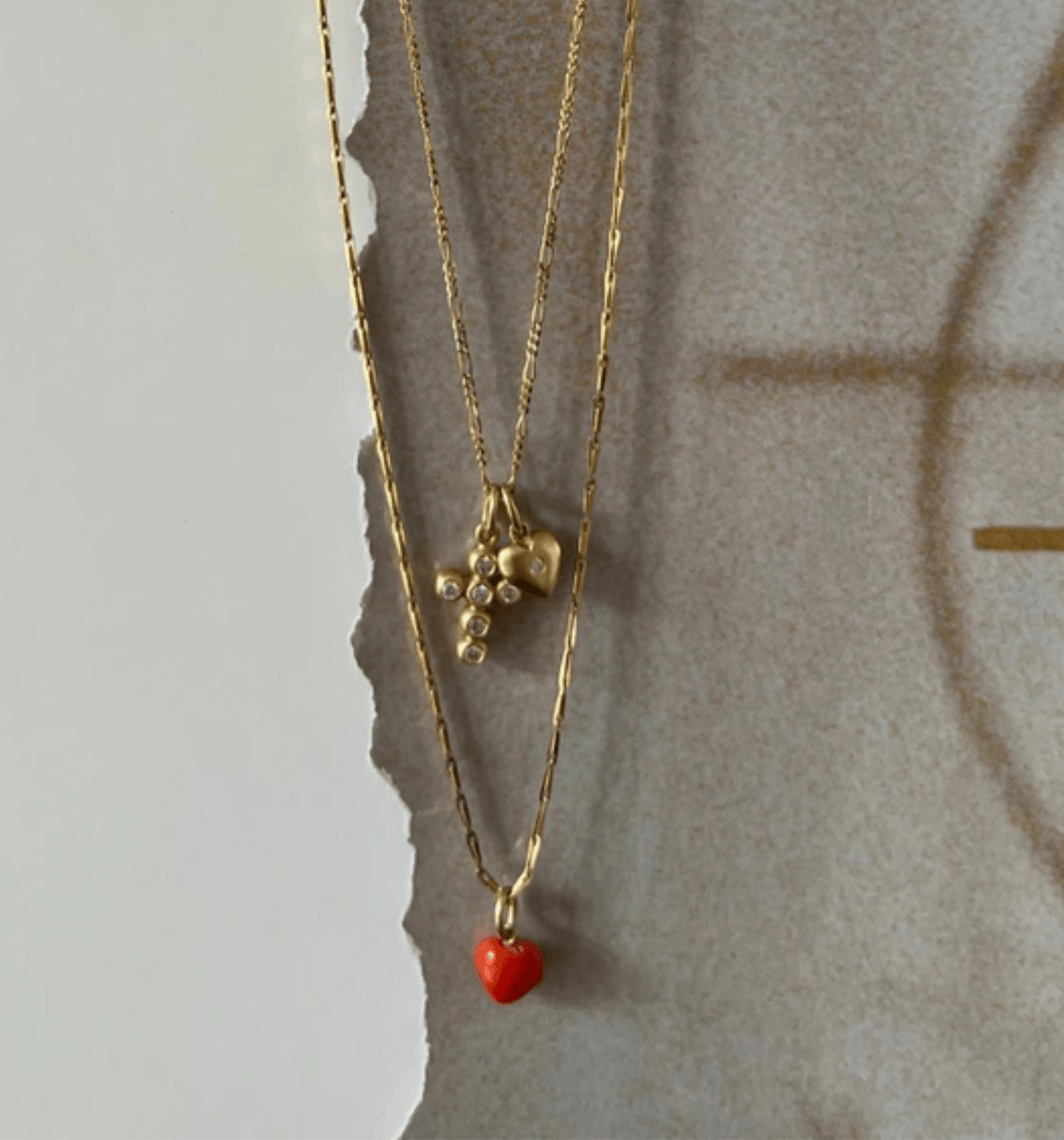 Jane Kønig Halskæder Coral heart hjertevedhæng - 14K guld-khv