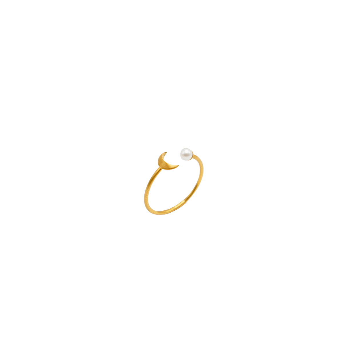 Jane Kønig Ringe Half Moon 2.0 perle ring - forgyldt stål