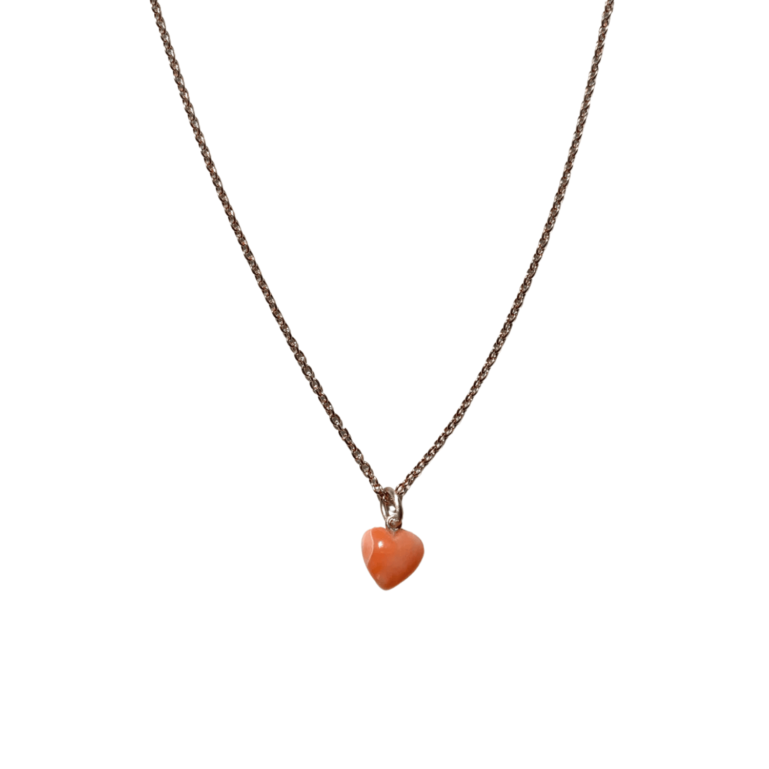 Jane Kønig Halskæder Lyserødt coral heart hjertevedhæng - 14 karat guld