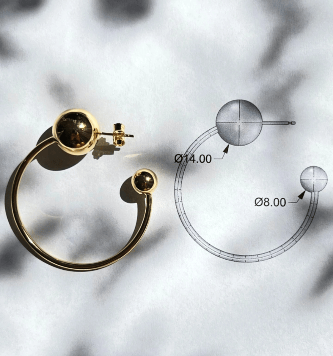 Jane Kønig Øreringe Sphere Hoop - forgyldt SH-SS24-G