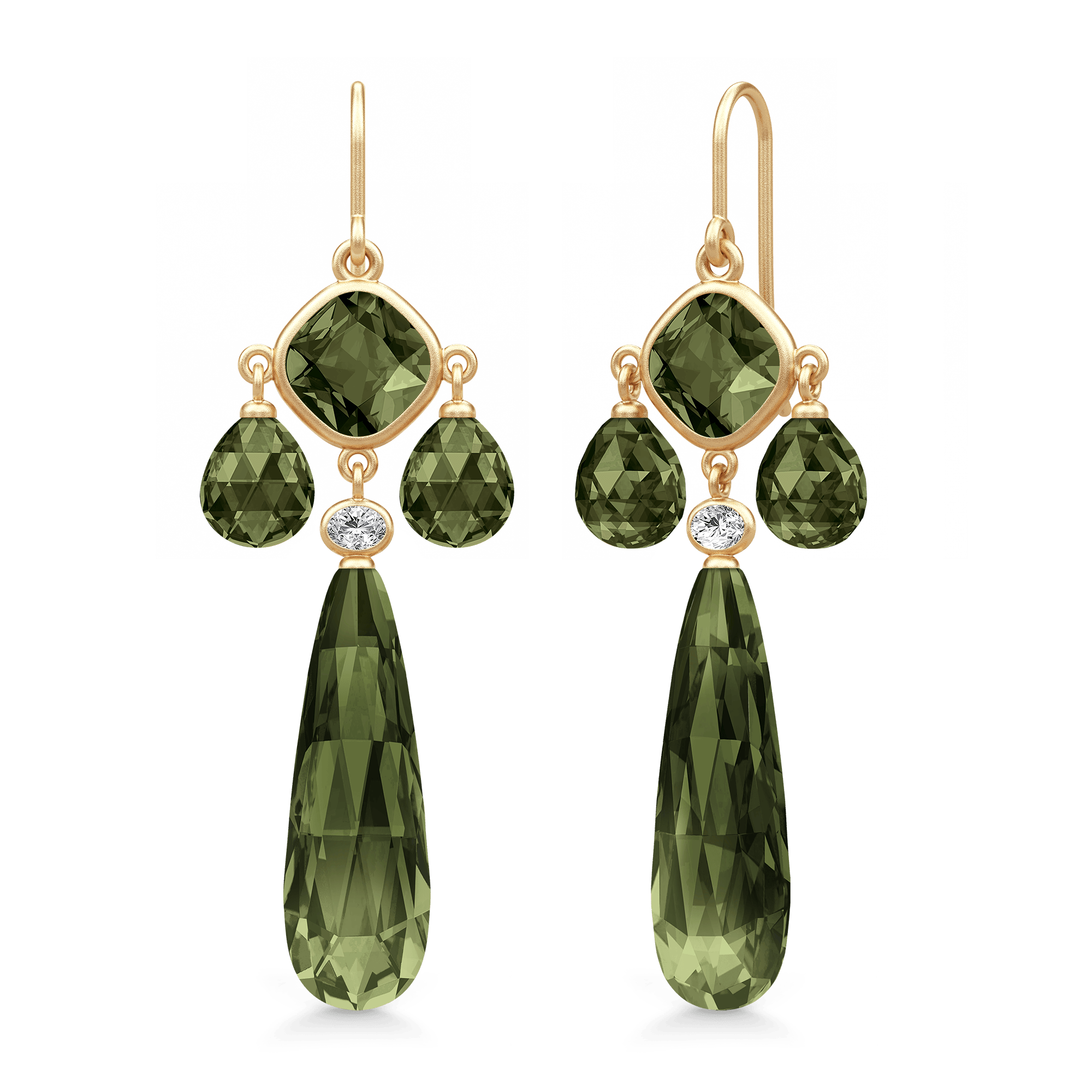 Julie Sandlau Øreringe Ofelia chandeliers øreringe olive green - forgyldt HKS822GDOLCRCZ