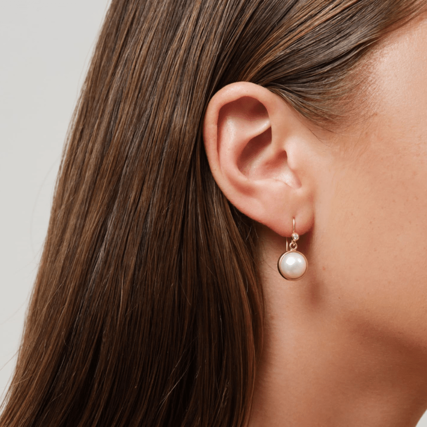 Julie Sandlau Øreringe Prime ørering med perler og diamanter - 14K YG14-HKS772WHPL