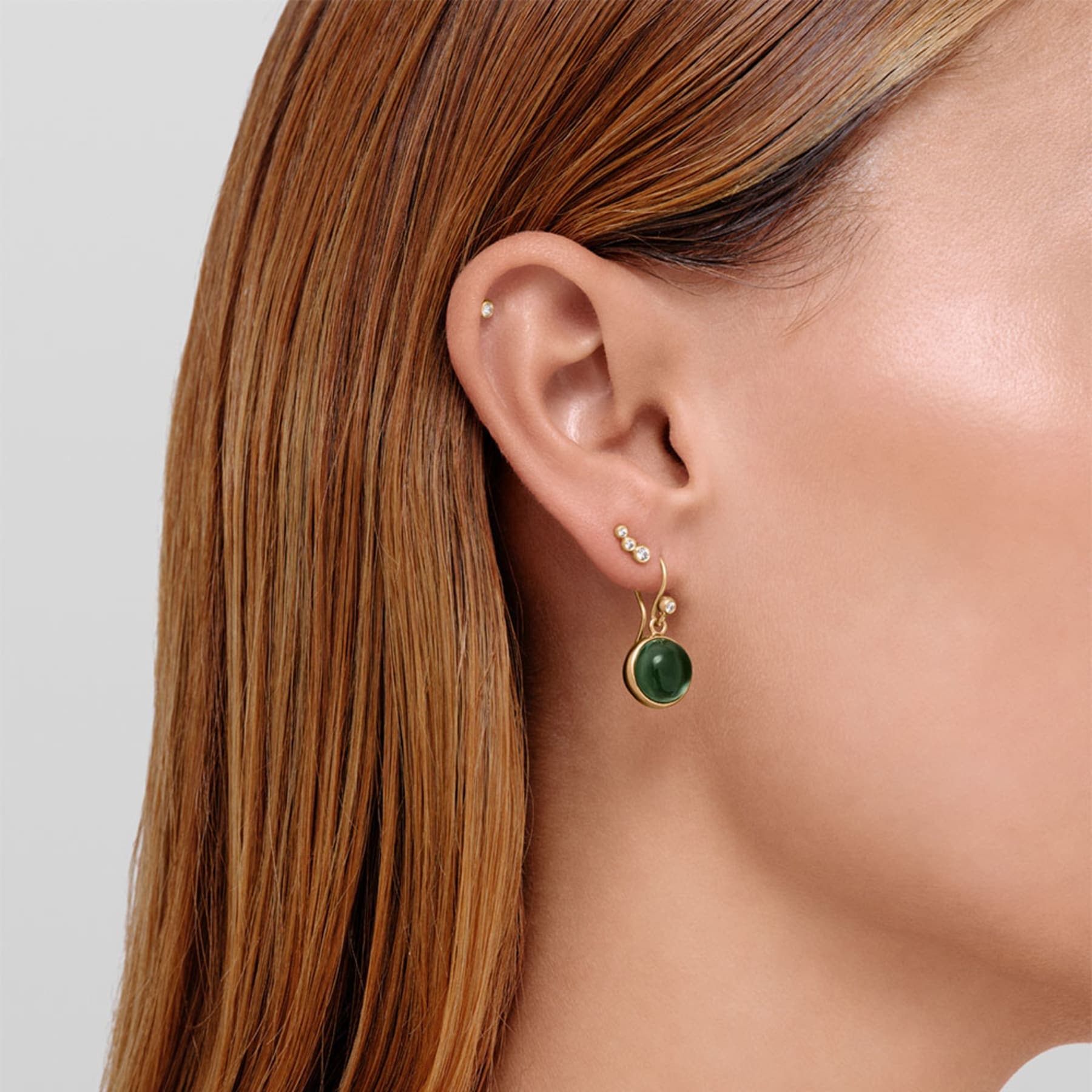 Julie Sandlau Smykkesæt Prime sæt med øreringe og armbånd grøn turmalin - forgyldt