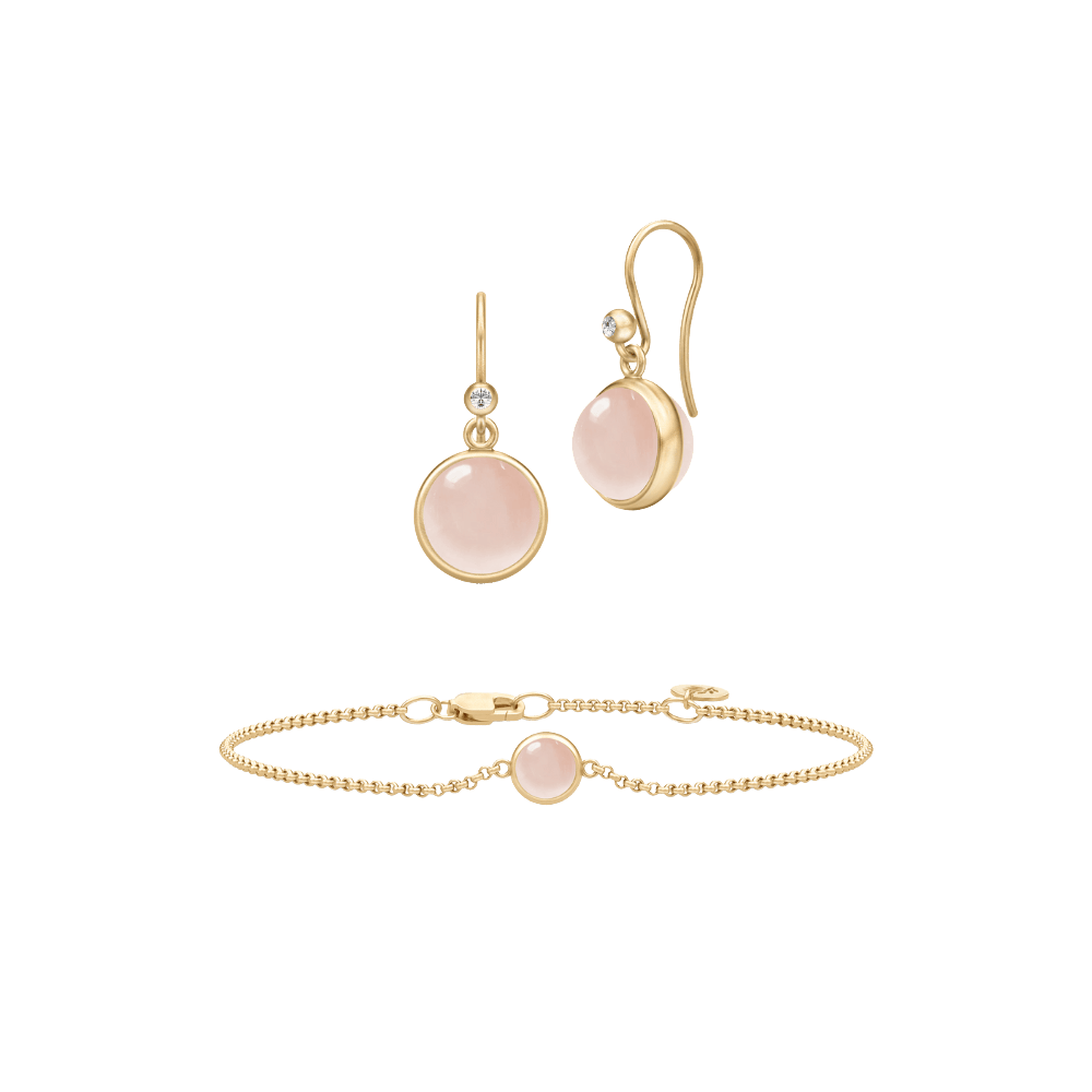 Julie Sandlau Smykkesæt Prime smykkesæt med øreringe og armbånd milky rose - forgyldt