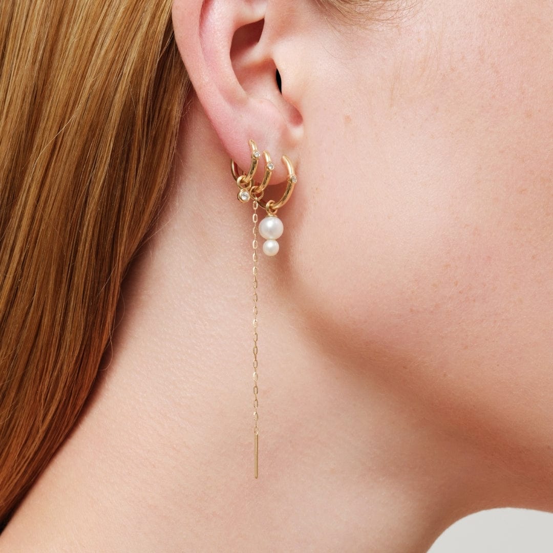 Julie Sandlau Øreringe Purity Medium Hoop med diamant - 14K