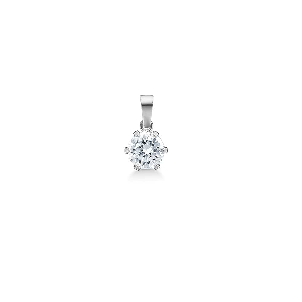 jwlry essentials Halskæder VEDHÆNG - Sølv m. 4 mm cz i grabber 8137124