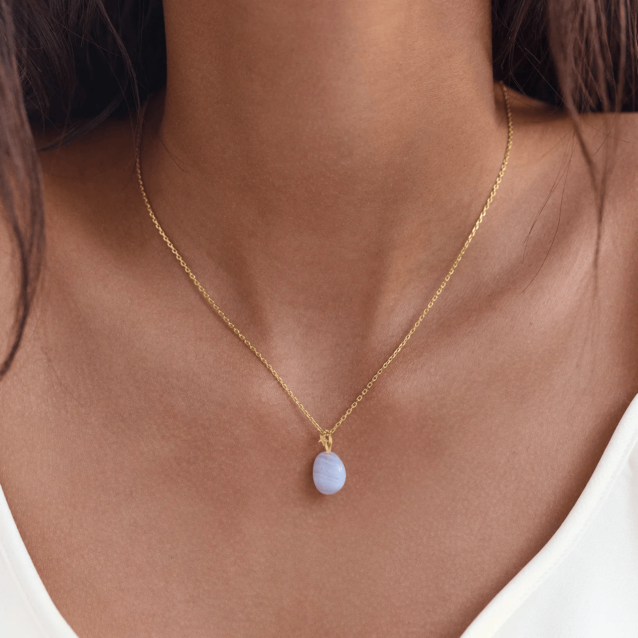 Maanesten Vedhæng Blue lace air vedhæng - forgyldt 2831a