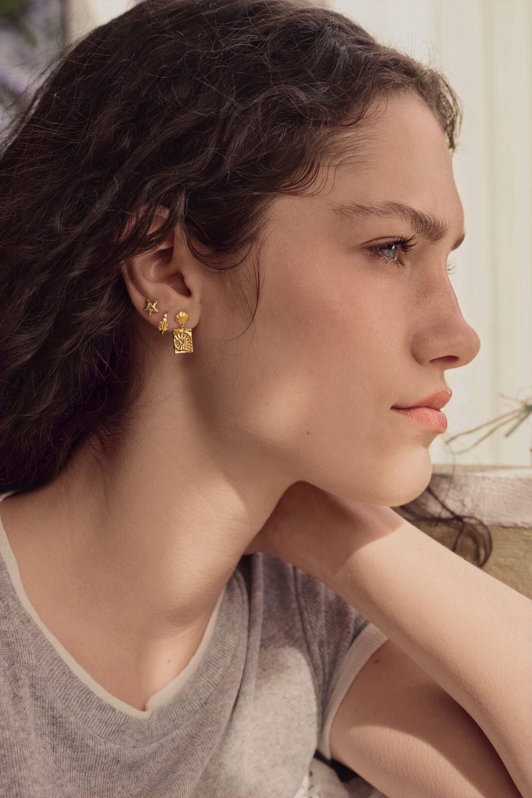 Maanesten Edin øreringe - forgyldt 10089A