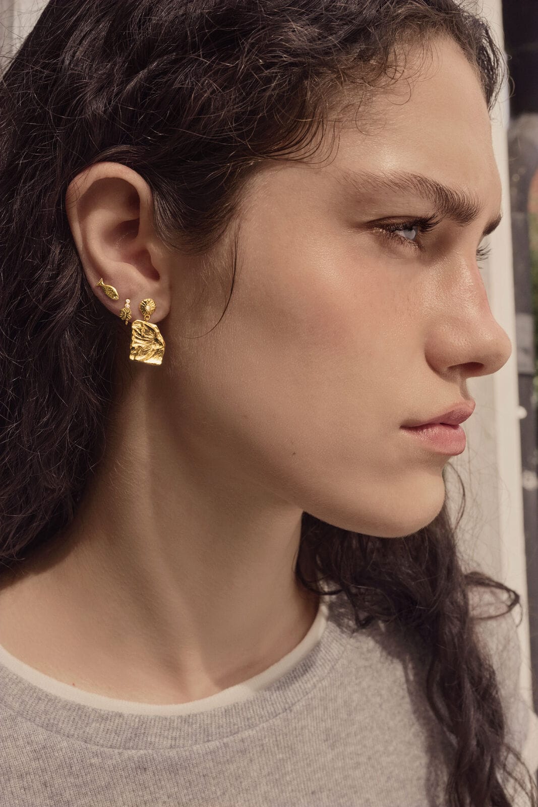 Maanesten Edin øreringe - forgyldt 10089A